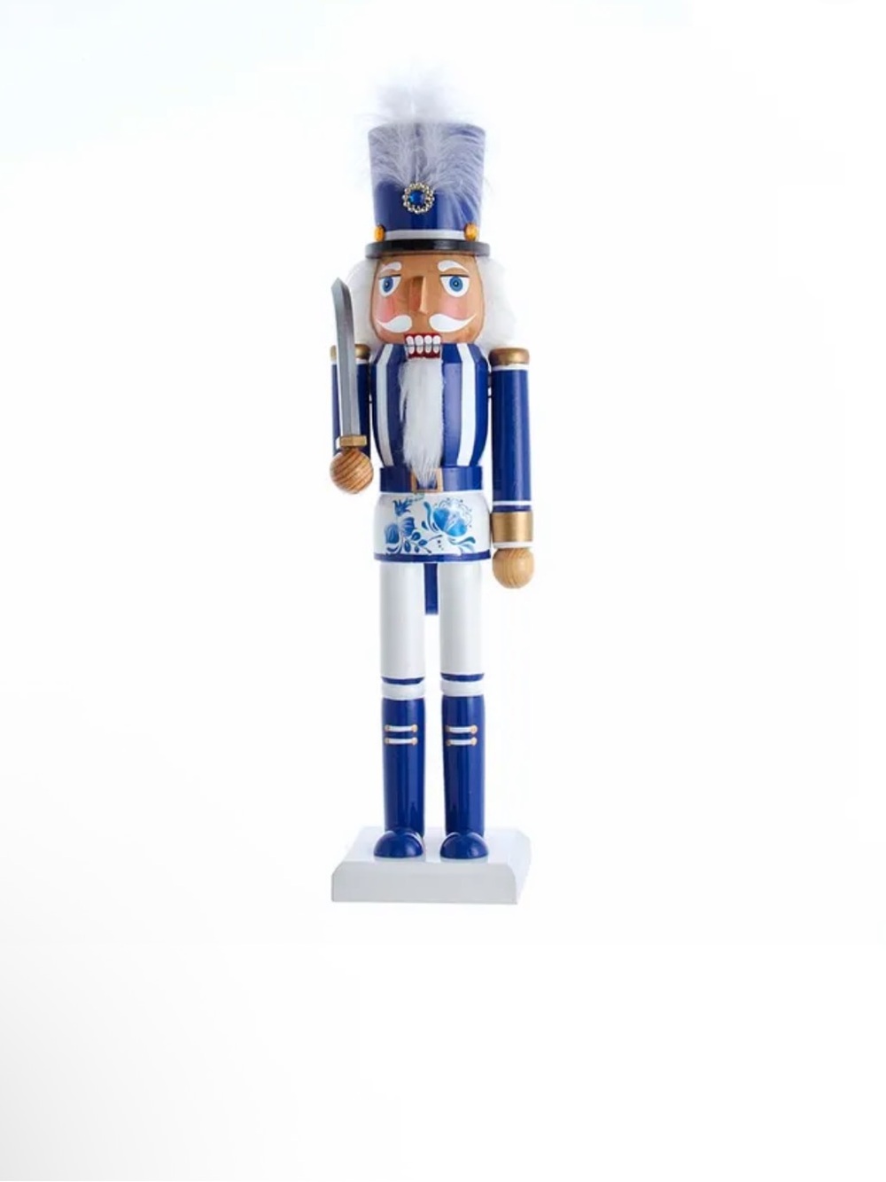 NWT Kurt Adler 15-Inch Wooden Delft Blue Nutcracker